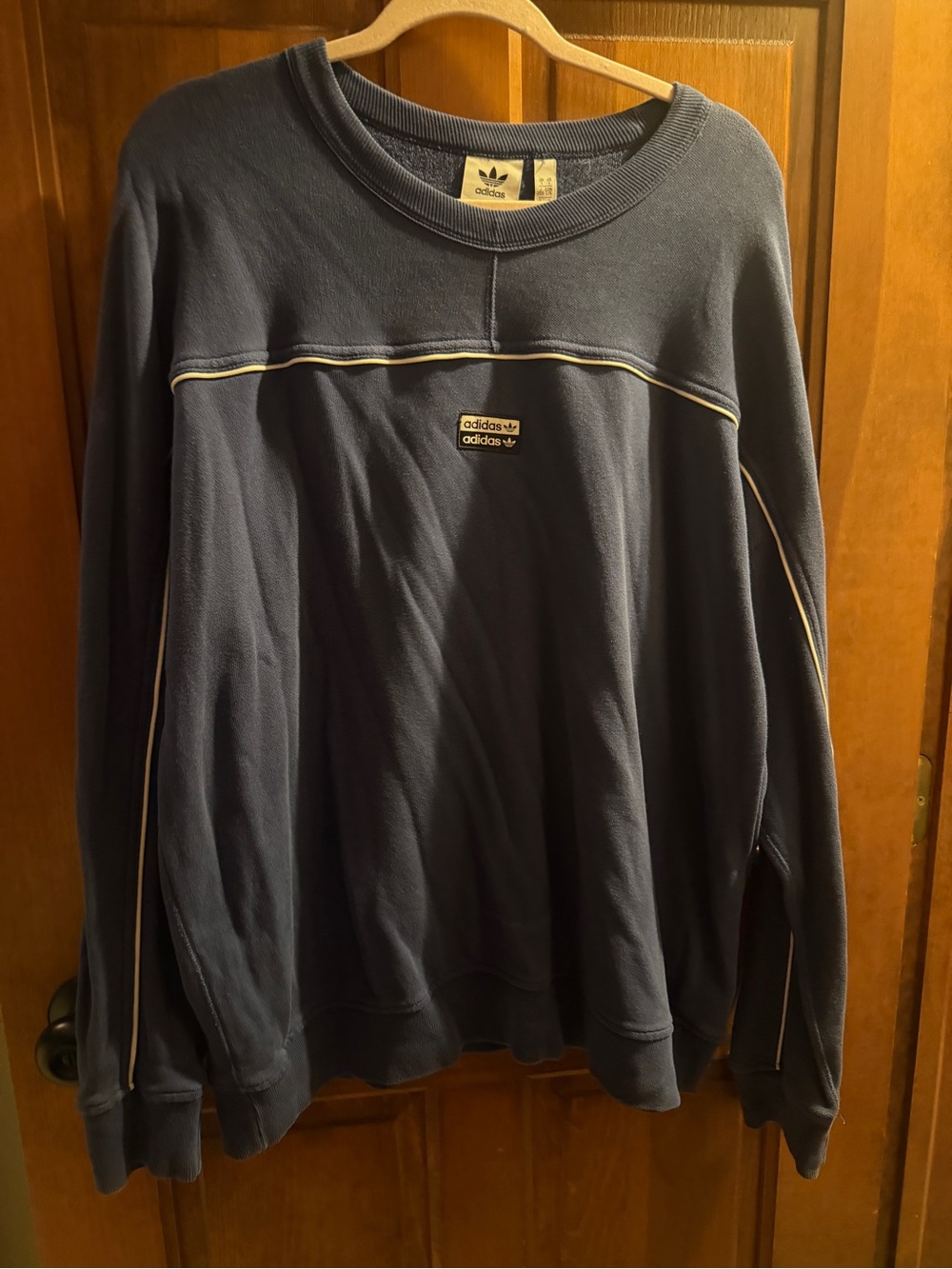 adidas Navy Crewneck Sweatshirt with Trefoil Tag